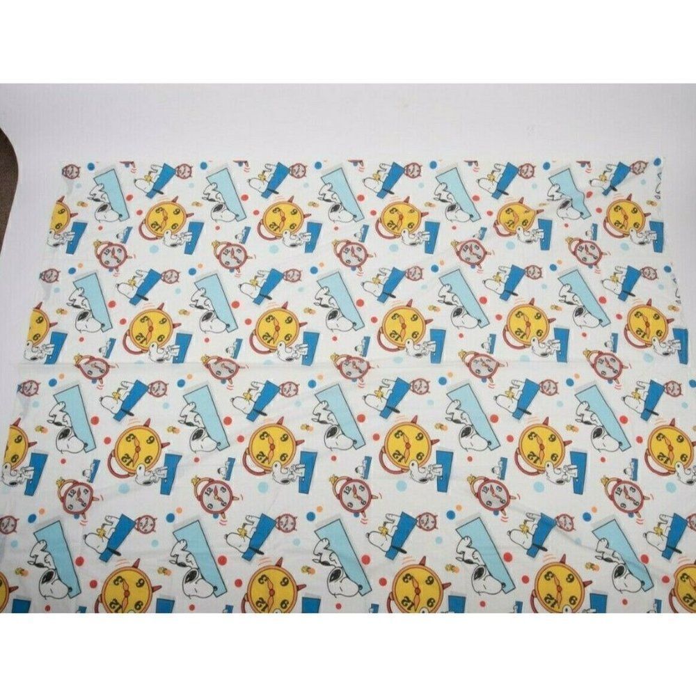 Vtg 60s Peanuts Twin Flat Sheet Snoopy Woodstock